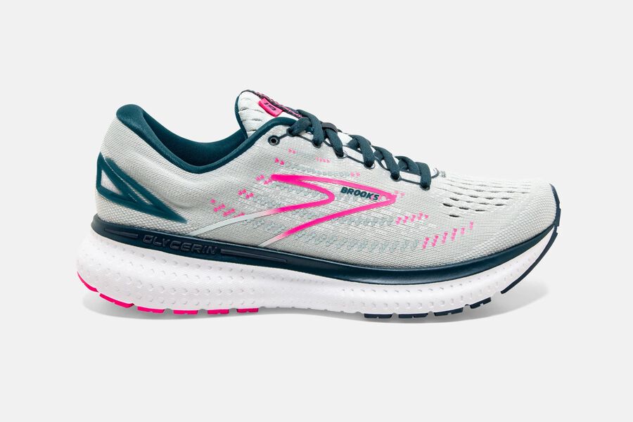 Brooks Glycerin 19 Road Running Shoes Womens - White/Pink - LRTUC-3649